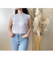 Kadın Sıfır Kol Bisiklet Yaka Body  (Açık Gri)
