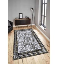 Dijital Baskılı Yıkanabilir Kaymaz Modern Renkli Salon Halısı Mutfak Halısı Yolluk ND-HY-1286 (Gri)