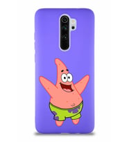 Xiaomi Redmi Note 8 Pro Soft Premier Kapak Patrick Yıldız Tasarımlı Silikon Kılıf - Mor (Şeffaf)