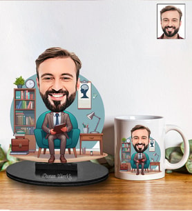 Kişiye Özel Psikolog Karikatür Biblo Ve Kupa Hediye Seti 228