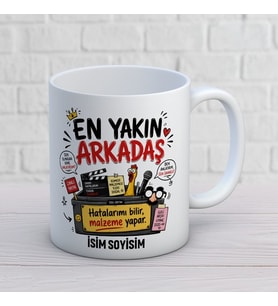Kişiye Özel Kanka Tasarımlı Sohbet Bitmez Yazılı İsimli Seramik Kupa Bardak