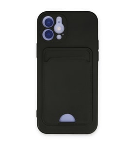 Apple İphone 12 Kılıf Kelvin Kartvizitli Silikon - Siyah