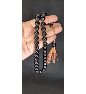 ÇUBUK KEHRİBAR TESBİH KOYU YEŞİL KÜRE KESİM T-421 (Çok Renkli)