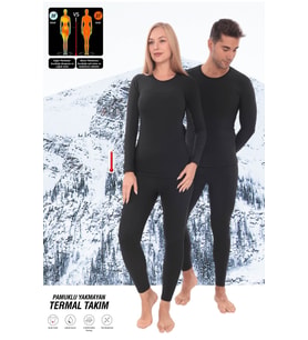 Kışlık Pamuklu Yakmayan Termal İçlik, Unisex  Termal Alt Üst Takım,  Termal Fanila iclik (Siyah)