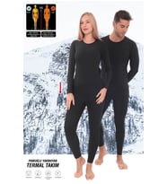 Kışlık Pamuklu Yakmayan Termal İçlik, Unisex  Termal Alt Üst Takım,  Termal Fanila iclik (Siyah)