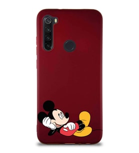 Xiaomi Redmi Note 8 Soft Premier Kapak Mickey Mouse-F Tasarımlı Silikon Kılıf - Mürdüm (Şeffaf)