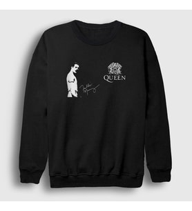 Presmono Unisex Siyah İmza Queen Freddie Mercury Sweatshirt 34353tt