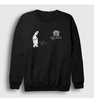 Presmono Unisex Siyah İmza Queen Freddie Mercury Sweatshirt 34353tt