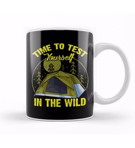 Cute Time To Test Yourself In The Wild Tent Outdoor Camping Kupa Bardak Porselen