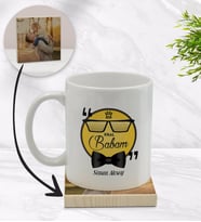 BK Gift Kişiye Özel Kral Babam Tasarımlı Beyaz Kupa Bardak ve Ahşap Bardak Altlığı Hediye Seti - Model 1