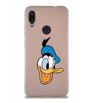 Xiaomi Redmi Note 7 Pro Soft Premier Kapak Donald Duck-A Tasarımlı Silikon Kılıf - Pudra (Şeffaf)