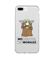 Iphone 7 Plus ve 8 Plus Uyumlu Yoda Coffee Tasarımlı Şeffaf Telefon Kılıfı