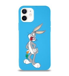 Apple iPhone 12 Mini  Lansman Kılıf Bugs Bunny Tasarımlı Altı Kapalı İçi Kadife Kaplı  Kapak (Şeffaf)