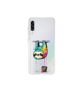 Samsung Galaxy A30S ile Uyumlu Splash Tembel Hayvan Tasarımlı Şeffaf Silikon Kılıf