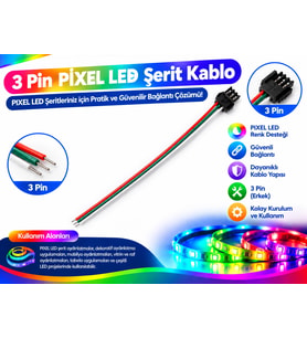 10 Adet Pixel Modül Led Kablolu Erkek Bağlantı Soketi 3 Pin