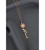 Papatya Silver 925 Ayar Gümüş Rose Kaplama Özel Tasarım Mineli Doğum Ekim Ayı Çiçeği, İsim Kolye