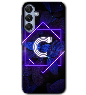 Galaxy A25 Kılıf HD Desen Baskılı Kılıf - Dark Neon Yaprak C Harfi