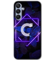 Galaxy A25 Kılıf HD Desen Baskılı Kılıf - Dark Neon Yaprak C Harfi