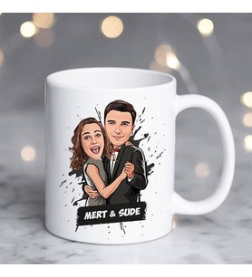 Kişiye Özel Dans Eden Çiftler Karikatürlü Kupa Bardak