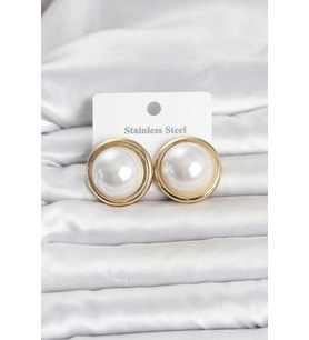 316L Çelik Gold Renk İnci Model Vintage Kadın Küpe 5886