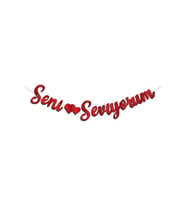 Kaligrafi Banner Kırmızı Seni Seviyorum M252