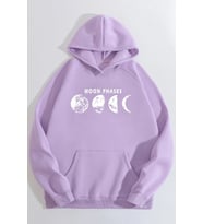 Unisex Moon Phases Baskılı Sweatshirt (Lila)