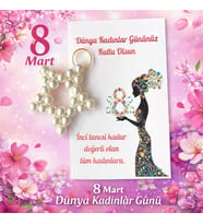 8 Mart Kadınlar Günü İnci Yıldız Anahtarlık 10 Adet
