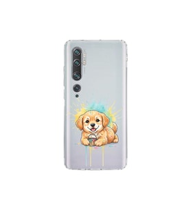 Xiaomi Mi Note 10 Pro ile Uyumlu Splash Köpek Tasarımlı Şeffaf Silikon Kılıf
