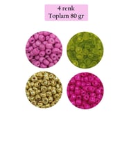 Dökme Cam Kum Boncuk Büyük Boy (6/0) 4 mm - 4 Renk - Toplam 80 Gram - BNC412