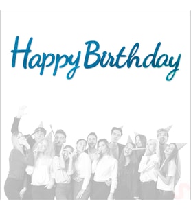 Happy Birthday Simli Folyo Karton Banner, 2 mt - Mavi