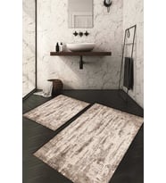 Dijital Baskılı Kaymaz Taban Yıkanabilir 2'li Klozet Takımı Banyo Paspası NDKZ-HT-595 (Kahverengi)