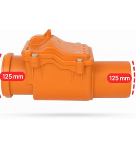 Ø125 mm PVC Atık Su Gider Çekvalfi – Geri Akış ve Koku Önleyici Kilitli Valf Sistemi (Kiremit)