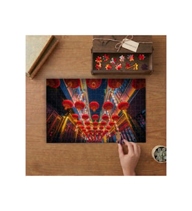 Çin Yılbaşı Gecesi Jinligu Caddesi Tasarımı 240 parça Ahşap Puzzle Ahşap Kutuda MP01085