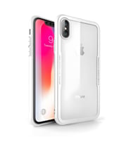 iPhone X / İphone XS Kılıf Kenarları Silikon Arka Kısım Temperli Cam Craft Kılıf (Beyaz)