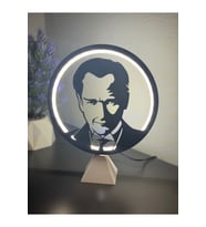 Atatürk Silüetli Halka LED Dekoratif Işıklı Masa/Gece Lambası Anlamlı Hediye (Adaptör Dahil) (Beyaz)