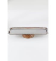 Ahşap Ayaklı Metal Servis Tabağı - 33 Cm