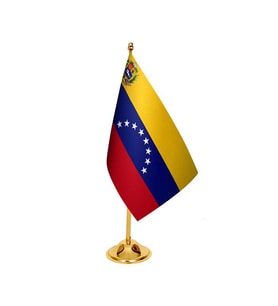 Masa Üstü Venezuella Bayrağı + Pirinç Direk Masa Bayrak Seti