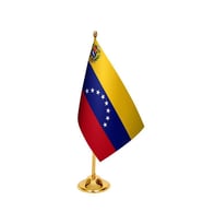Masa Üstü Venezuella Bayrağı + Pirinç Direk Masa Bayrak Seti