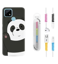 Realme C11 C21 C21Y C25Y C11 2021 Kılıf Kablo Koruma Spiral Silikon Hello Panda 1709