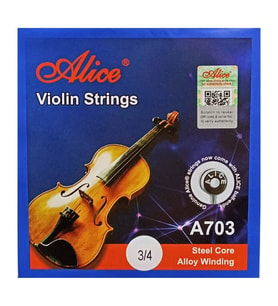Alice A703-34 Keman Teli Seti (Eğitim - Keman Aksesuarı)  Çelik Çekirdek, Paslanmaya Dayanıklı Alaşım Sargı, Ekonomik ve Uzun Ömürlü  Uyum: 3/4 Boy Kemanlar İçin Özel