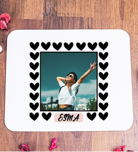 Kişiye Özel Kalp Detaylı Fotoğraflı  Mouse Pad