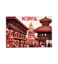 Nepal Temalı Ahşap Kartpostal Magnet (Karışık)