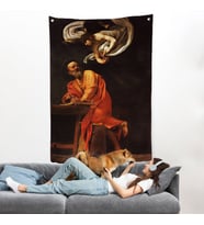 Caravaggio - Aziz Matta ve Melek Duvar Örtüsü - Saint Matthew and the Angel-7388