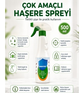 Çok Amaçlı Haşere Spreyi 500 Ml Tetikli Şişe Karınca Karasinek Sivrisinek Hamam Böceği Pire İçin