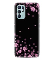 Oppo Reno 6 Kılıf Resimli Desenli Baskılı Silikon Black flowers 1391