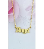 Kişiye Özel 925 Ayar Gümüş Old English Font Angel Kolye (Gold)