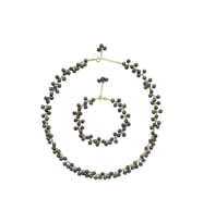 Doğal İnci Sallantılı Kolye Bileklik İkili Set (Sarı)