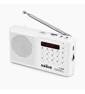 Bluetoothlu Şarjlı Cep Radyosu, 18650 Pilli Taşınabilir FM Radyo, USB ve TF Kart Destekli, Type-C Şarjlı, LED Fenerli Acil Durum ve Deprem Radyosu (Beyaz)