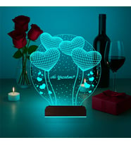 Luvivia Kalp Sevgiliye Hediye Kişiye Özel 3D Lamba - Masa Gece Lambası