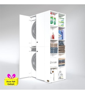 Kenzlife çamaşır-kurutma makinesi dolabı kapaklı fedyenka byz 180*090*60 banyo arkalıksız + tekli duvar rafı hediyeli (Karışık)